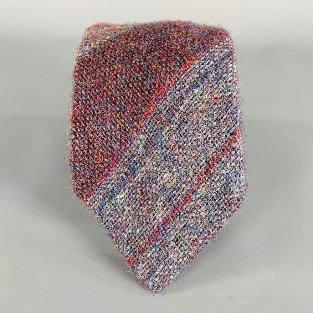 LIBERTY OF LONDON Blue Multi-Color Diagonal Stripe Wool Woven Tie